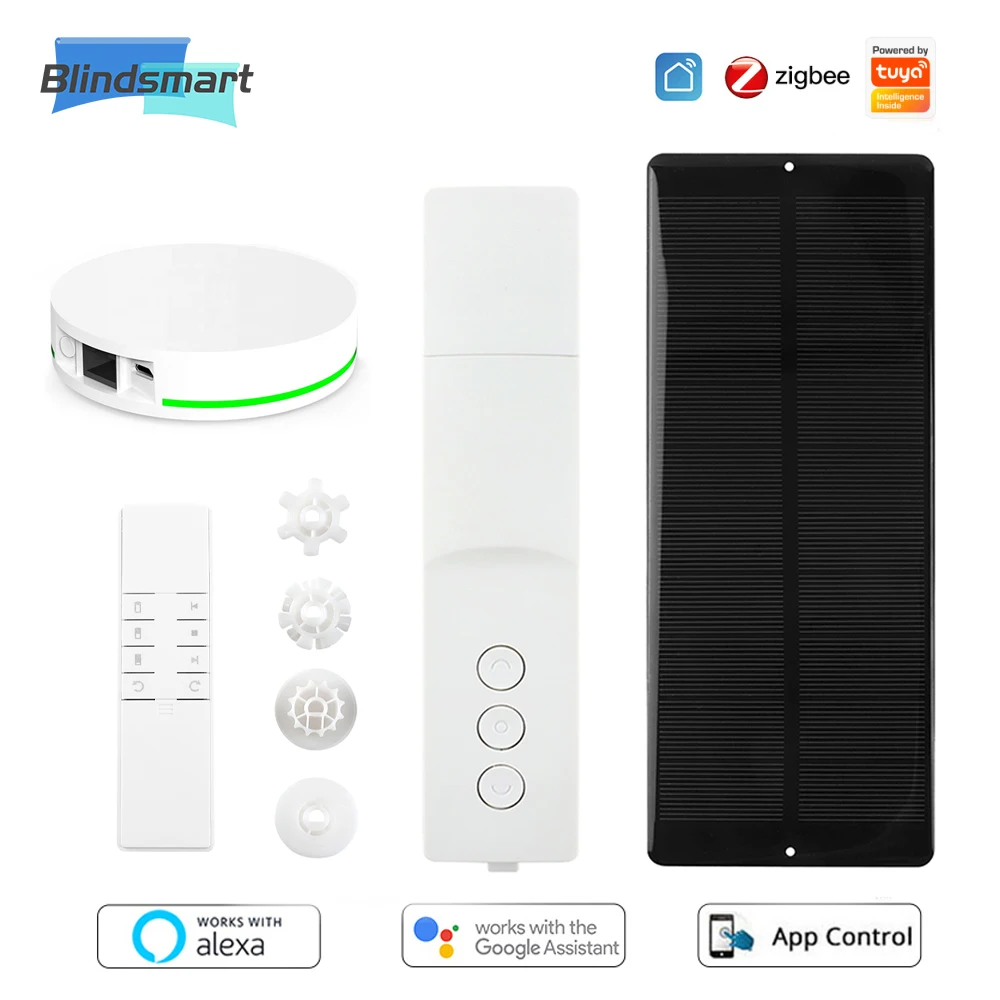 Zemismart – moteur de store intelligent à batterie intégrée, Tuya, Zigbee, avec panneau solaire, Alexa, Google Home, Yandex, Alice