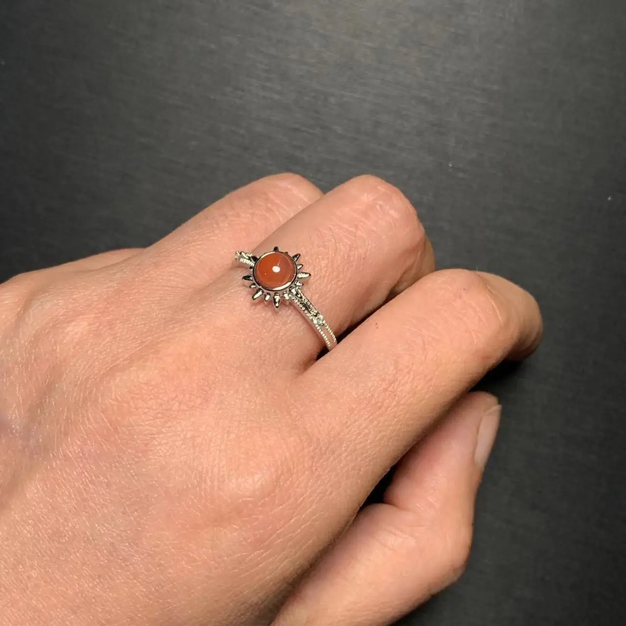 Natural Southern Red Agate Ring Stone Female Handmade Rings Jewelry for Women Gift Purple