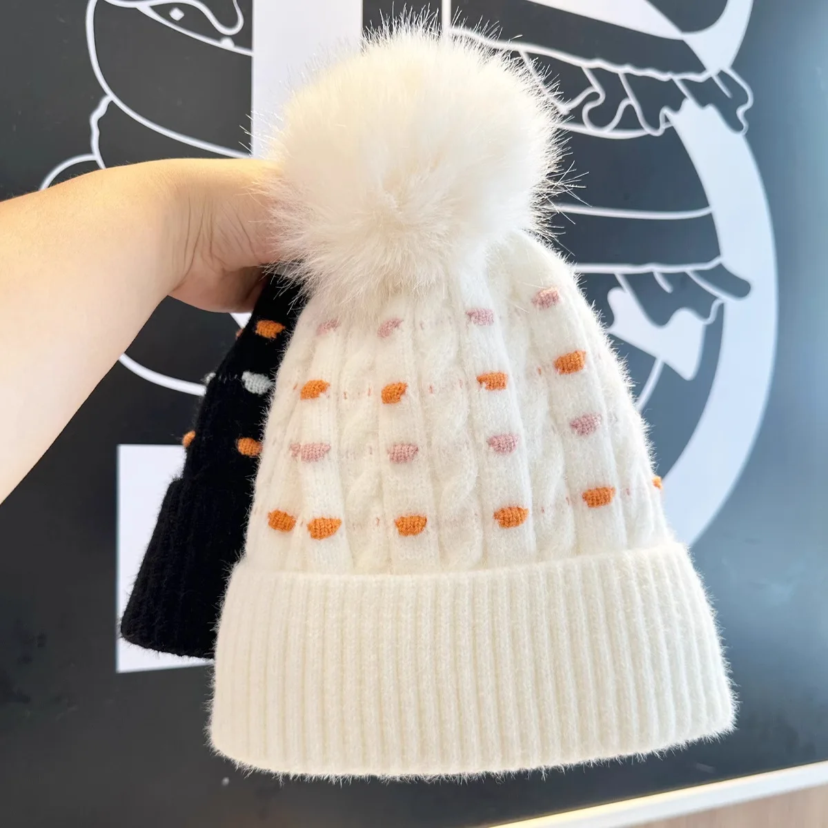 Winter Warme Beanie-Mütze für Damen, Verdickte Kälteschutz-Strickmütze für Outdoor-Sport, Radfahren, Skifahren, Pullover-Hüte und Bonnets für Frauen – Detail 4