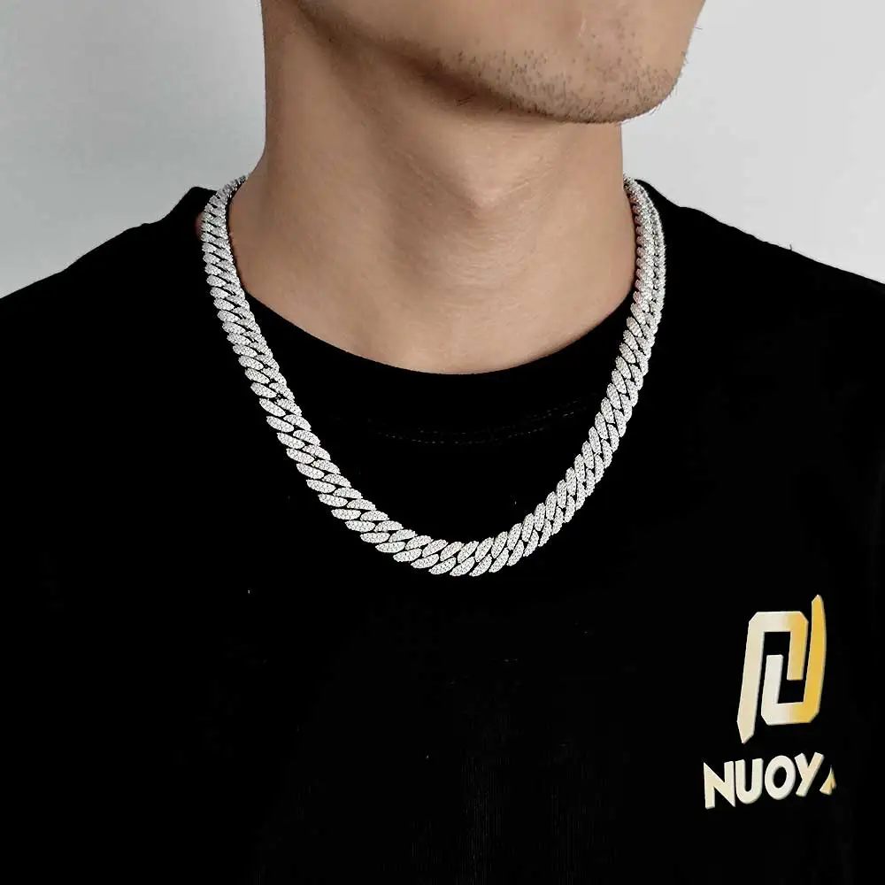 Hip Hop Moissanite 10mm Hot Selling S925 Sterling Silver VVS Bling Bubbles Necklace Cuban Link Chain For Women Past Test