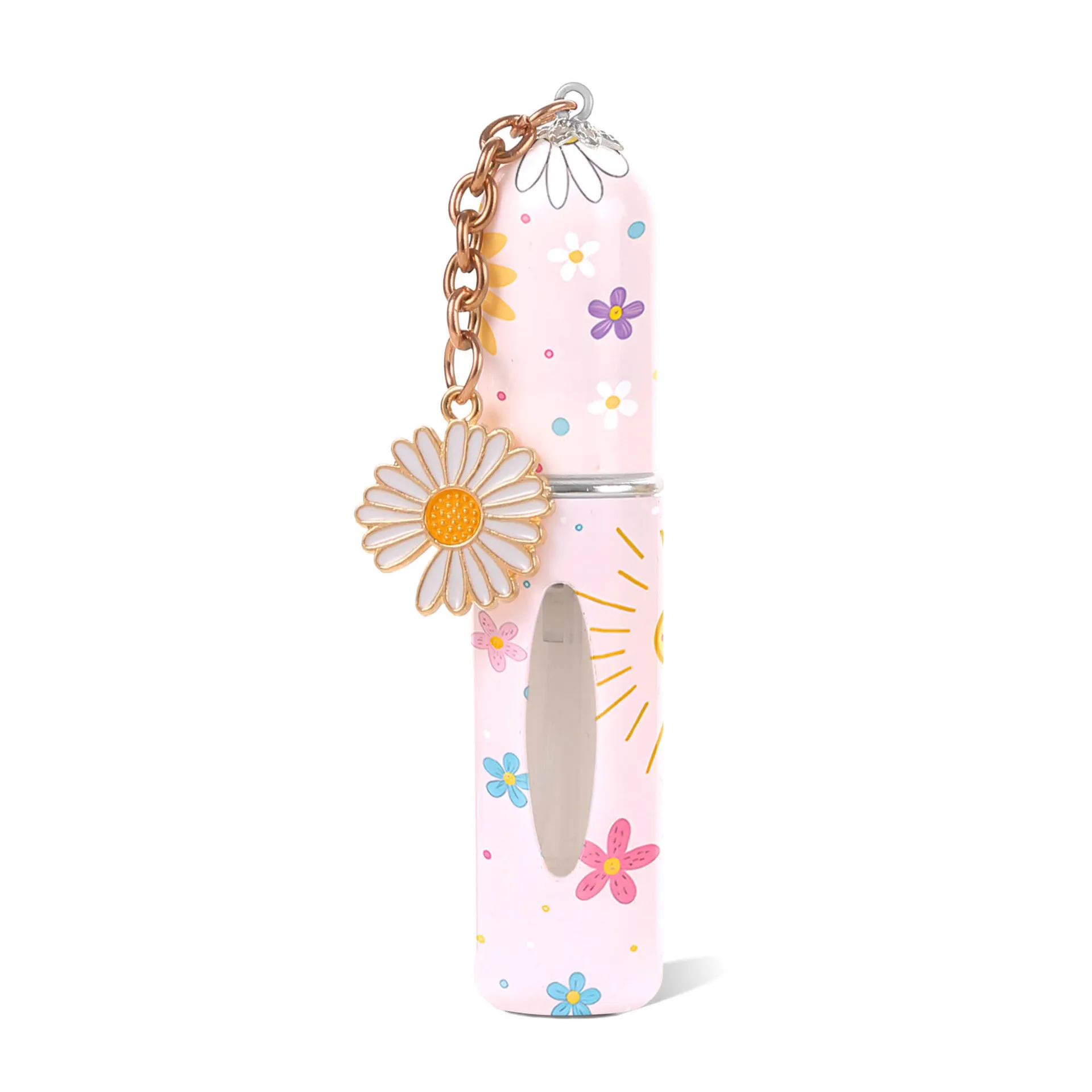 Charming Mini Flower Pattern Refillable Perfume Bottle with Pendant - 5ml Cosmetic Container