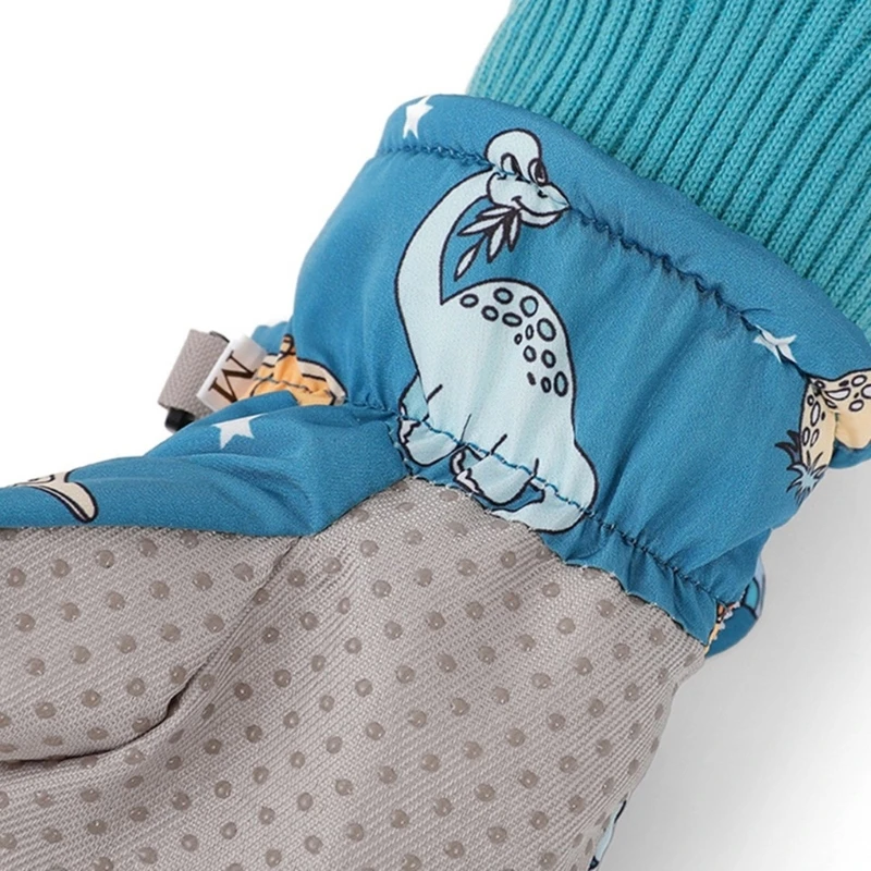 Thicken Thermal Mitts Gloves Ski Gloves Printed Cartoon Dinosaur Splashproof Mittens Ice Skating Warm Snow