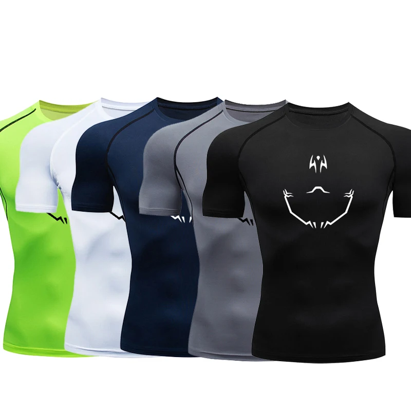 

Anime Jujutsu Kaisen Logo Compression Men's Classmates Sports Fitness Running Street Casual Men's Fashion Tight Short Sleeves