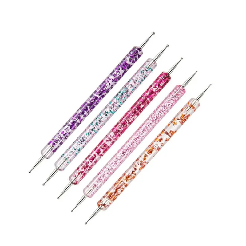 5Pcs/set Portable Nail Art Dotting Pen Crystal Beads Handle Dual-ended Drawing Painting Rhinestones Gems Pens Manicure Tools 4