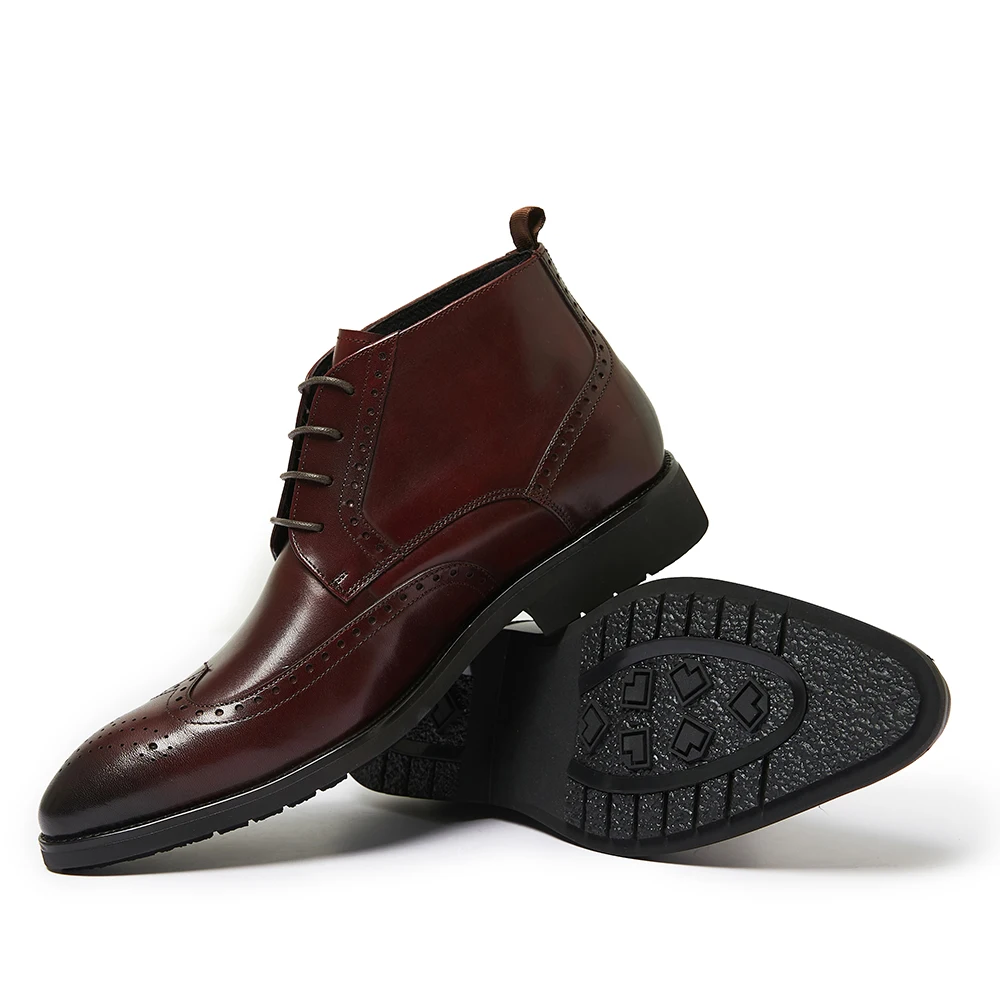 가격 다운 하이탑 레이스업 부츠, 뾰족한 가죽, 비즈니스 신발 스타일, 가을 및 겨울