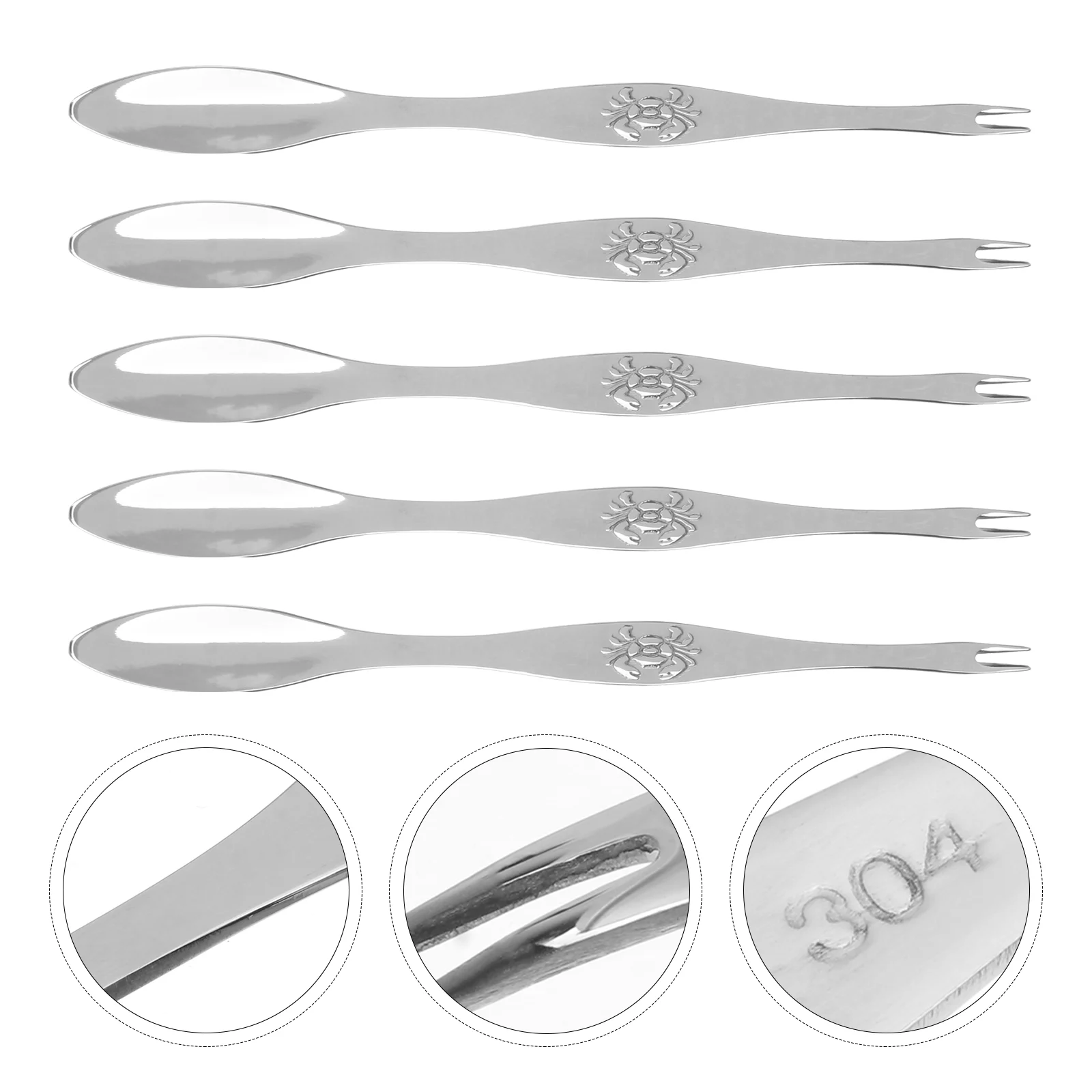 

5 Pcs Korean Stainless Steel Crab Fork Biscuits Lobster Picks and Crackers Seafood Eating Tools