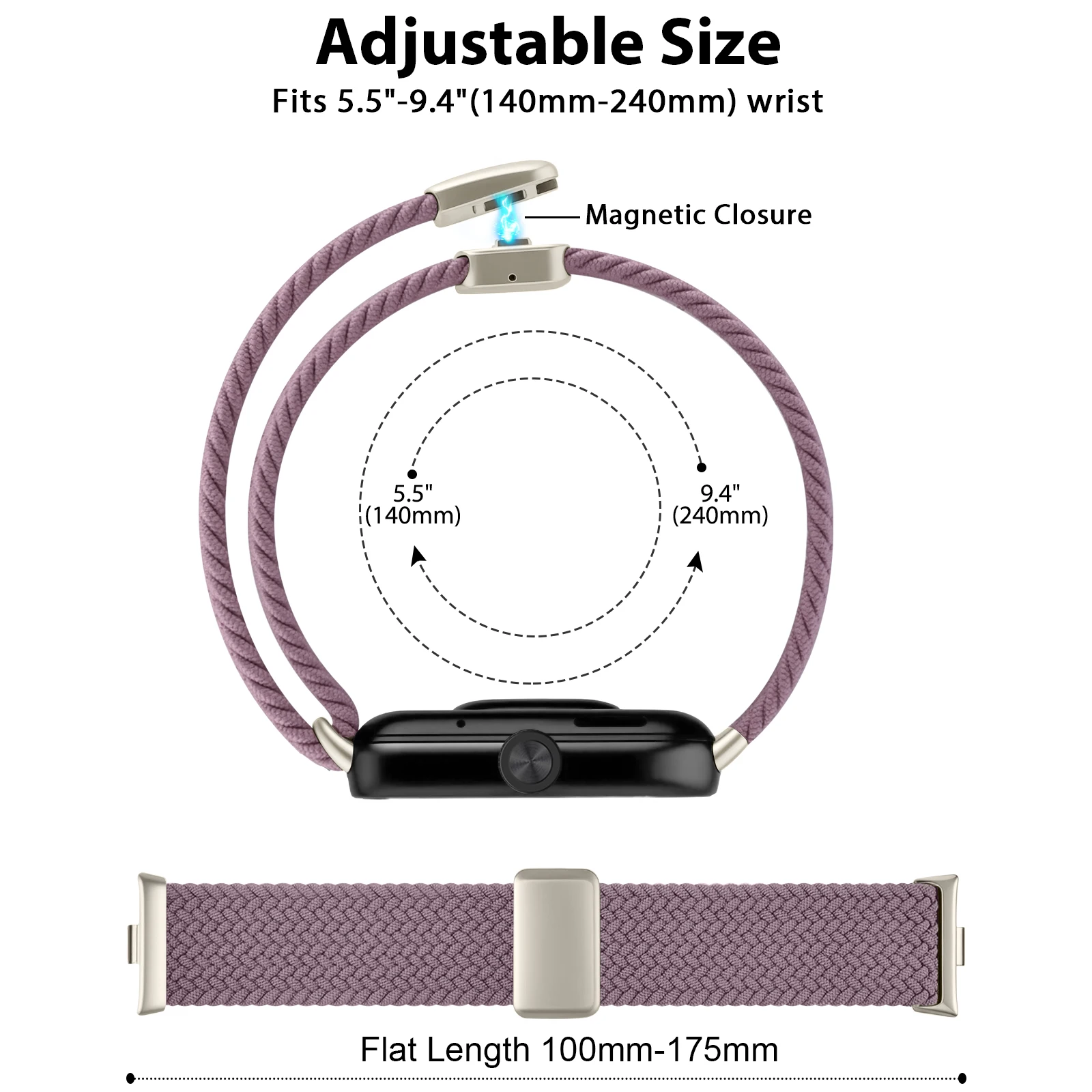 Magnetic Braided Loop Band - Adjustable Nylon Strap