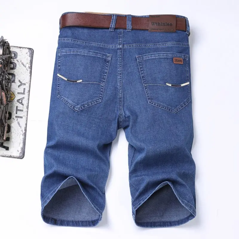 2025 New Denim Shorts for Men's Spring and Summer Trendy Brand Thin, Elastic, Loose, Straight, Casual, Five Point Middle Pants 4