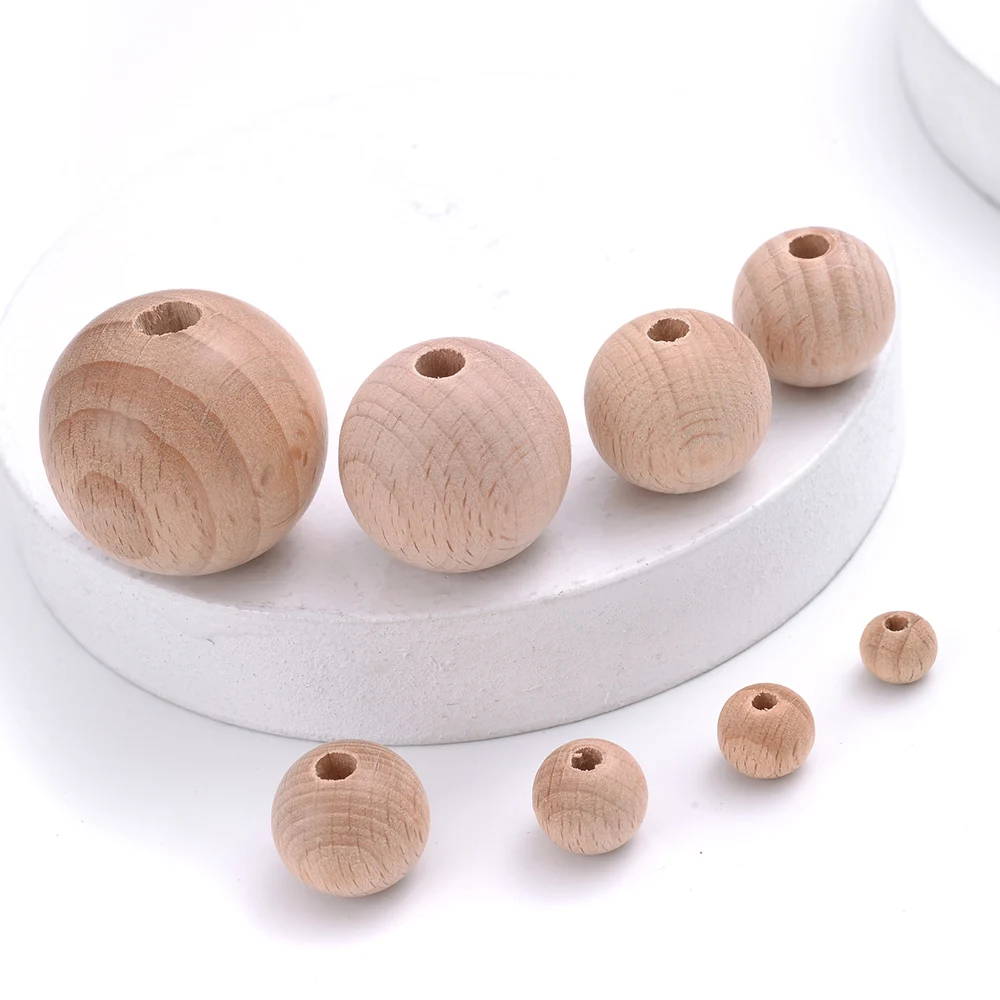 Natural Wood Beads Spacer Wooden Beads Eco-Friendly Unfinished Round Balls  Lead-Free For Jewelry Making DIY Bracelet Necklace - AliExpress