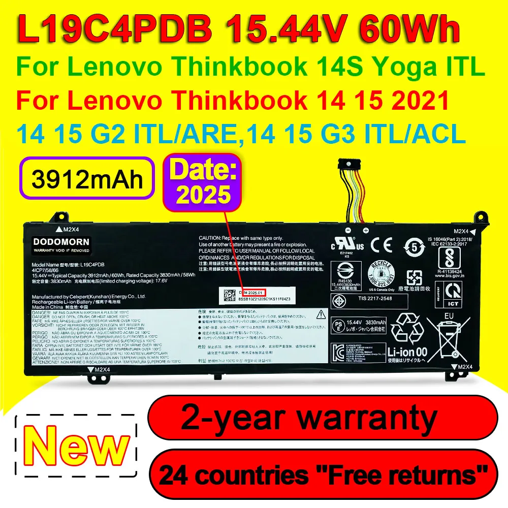 L19C4PDB L19M4PDB L20M4PDB Laptopbatterij Compatibel met
