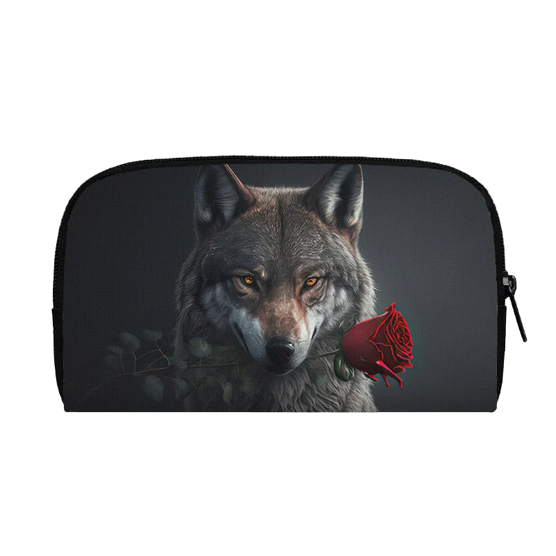 Winter White Wolf Wallets Howling Snow Wolf Coin Money Bag Credit Card Holder Long Wallet Earphone Storage Bag Phone Pouch Gift 6