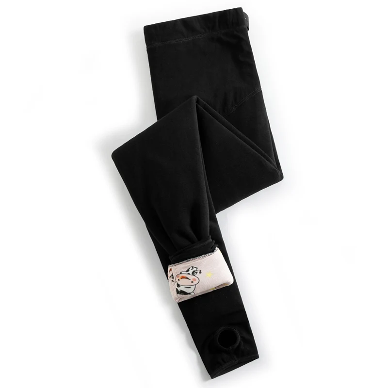 Winter Plus Size Maternity Leggings Thick Warm Pregnant Woman Full Ankle Length Leggings Cartoon Fleece Inside Belly Pants -30℃