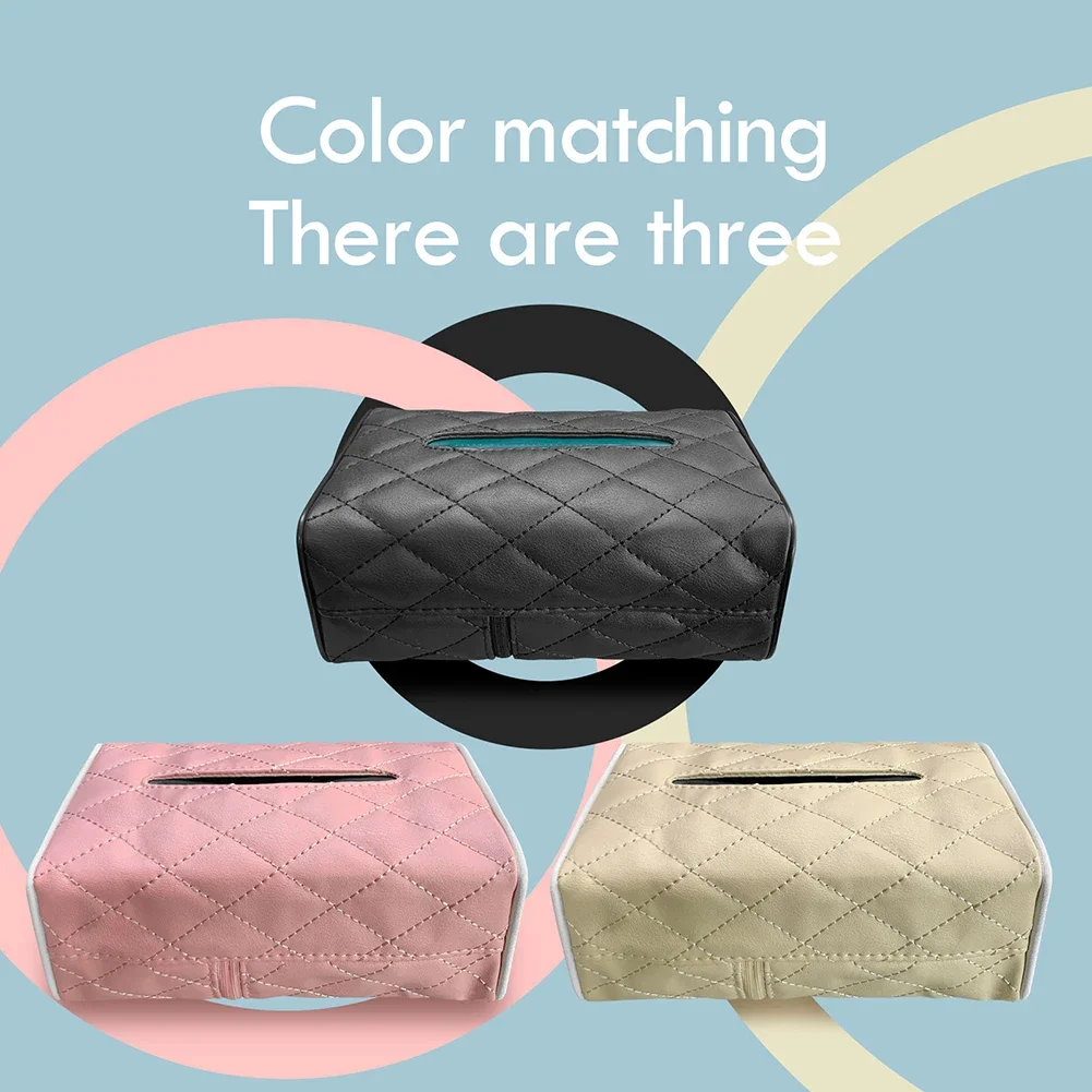 Car Leather Tissue Box Holder Auto Interior Storage