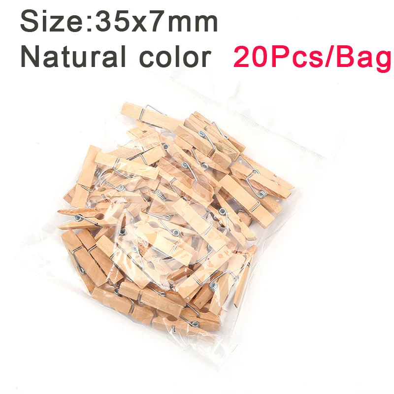 100/200 PCS Wood Color Mini Wood Clothespins, Mini Clothes Pins For Photo  With 10m Jute Twine For Pictures Strings Clothes Pins Art Craft Photo  Hanging