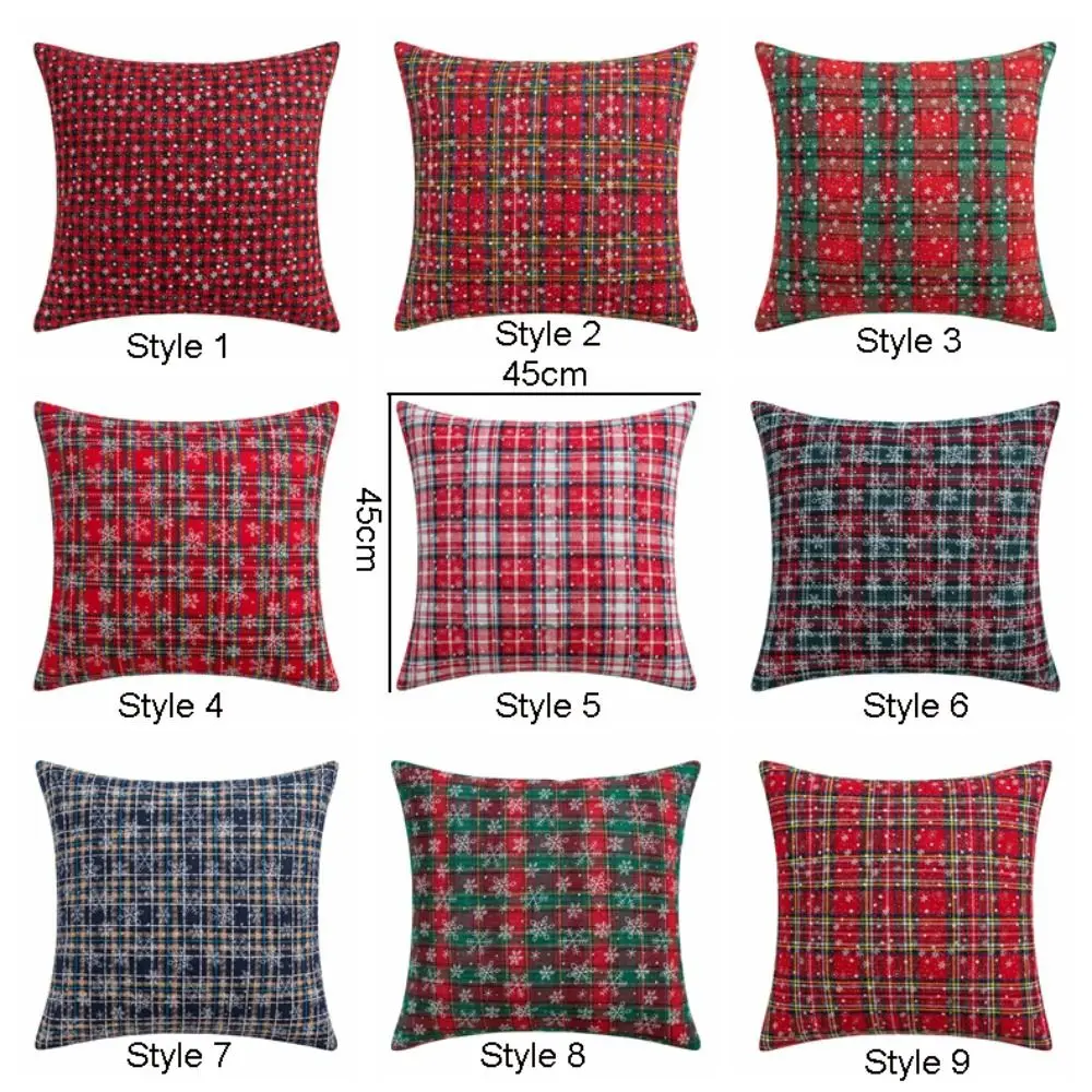 Home Decor Snowflake Pattern Christmas Pillowcase Square INS Style Throw Pillowcover 45x45cm Red Cushion Cover Sofa/Bed