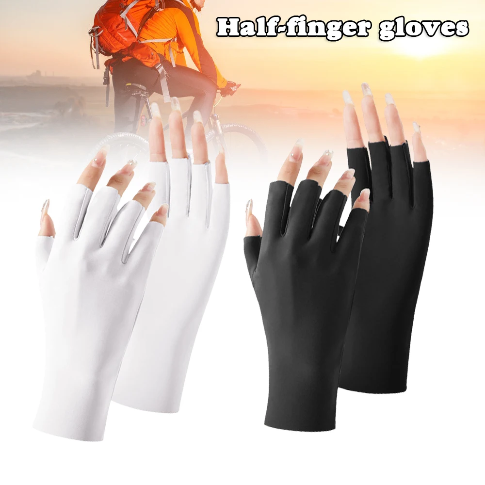 Fingerless Long Gloves Sunscreen Gloves for Gel Nail Lamp