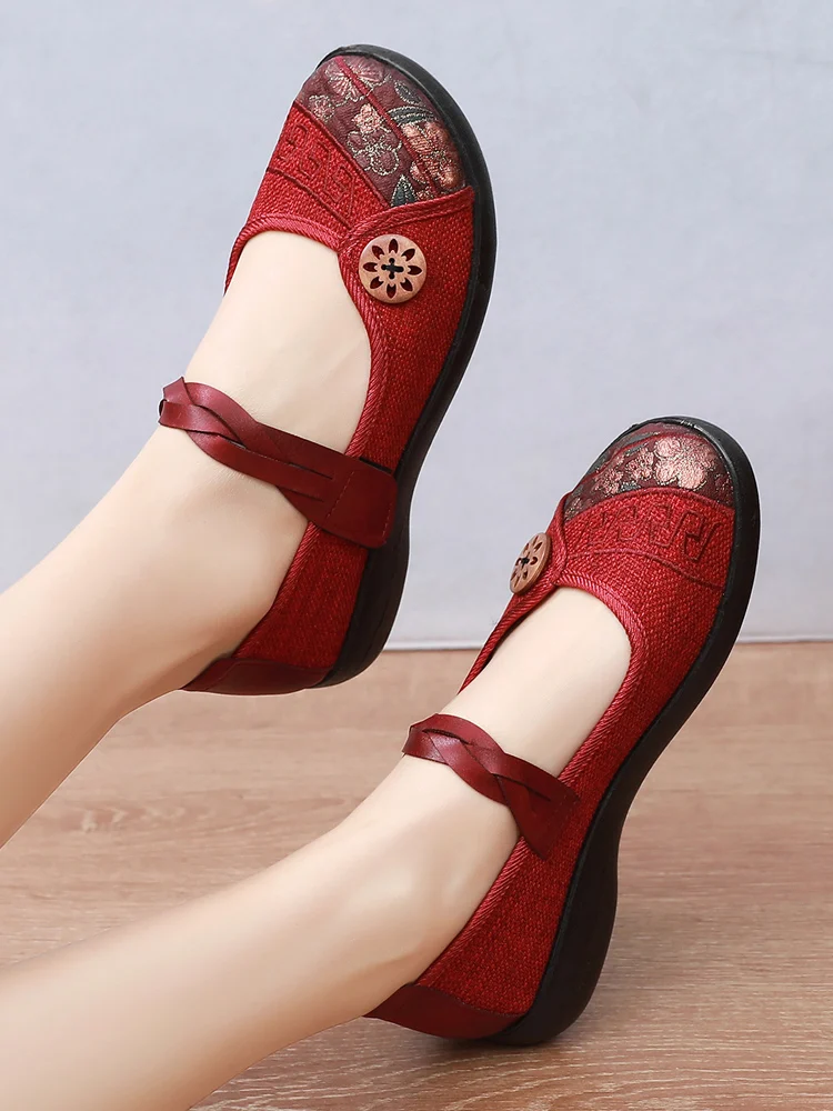 Zapatos de tela para mujer de mediana edad y vieja, zapatillas