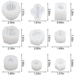 9-Piece Durable 3D Succulent and Cactus Silicone Resin Mold Set (9pcs)
