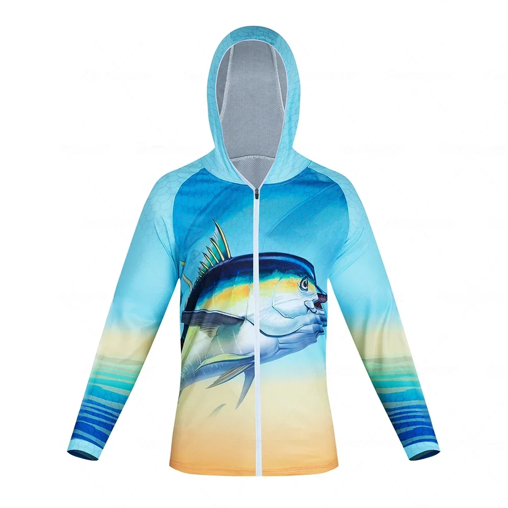 Ropa de pesca Camisetas de pesca de manga larga con cremallera anti-UV y protección solar de secado rápido Camisetas de pesca para hombres