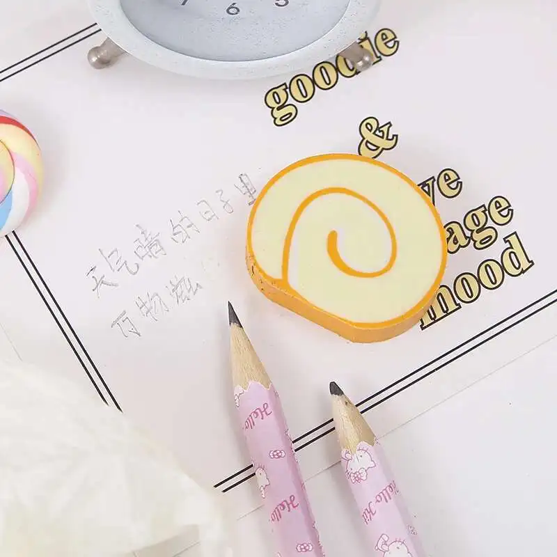 Cute Swiss Roll Student Stationery School Office Supplies Erasers Gift Pencil Eraser 1 Piece