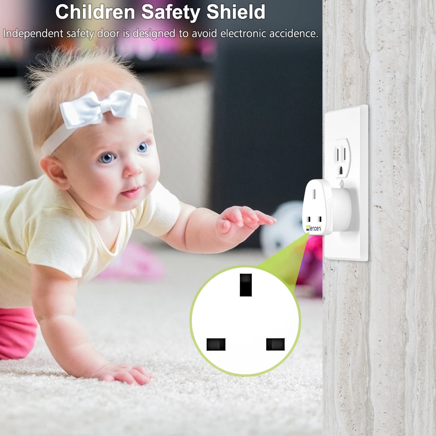 LENCENT 2 PCS UK to US Travel Adapter Overload Protection Wall Charger Grounded American Travel Adapter for United States