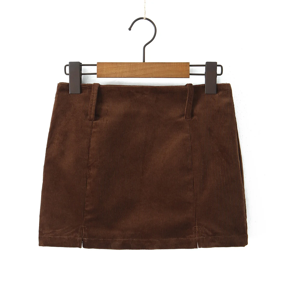 Maillard Style Coffee Notched Corduroy Blazer High Waist Front Slit Package Hips Skirt Suits 2 Pieces 1 Set