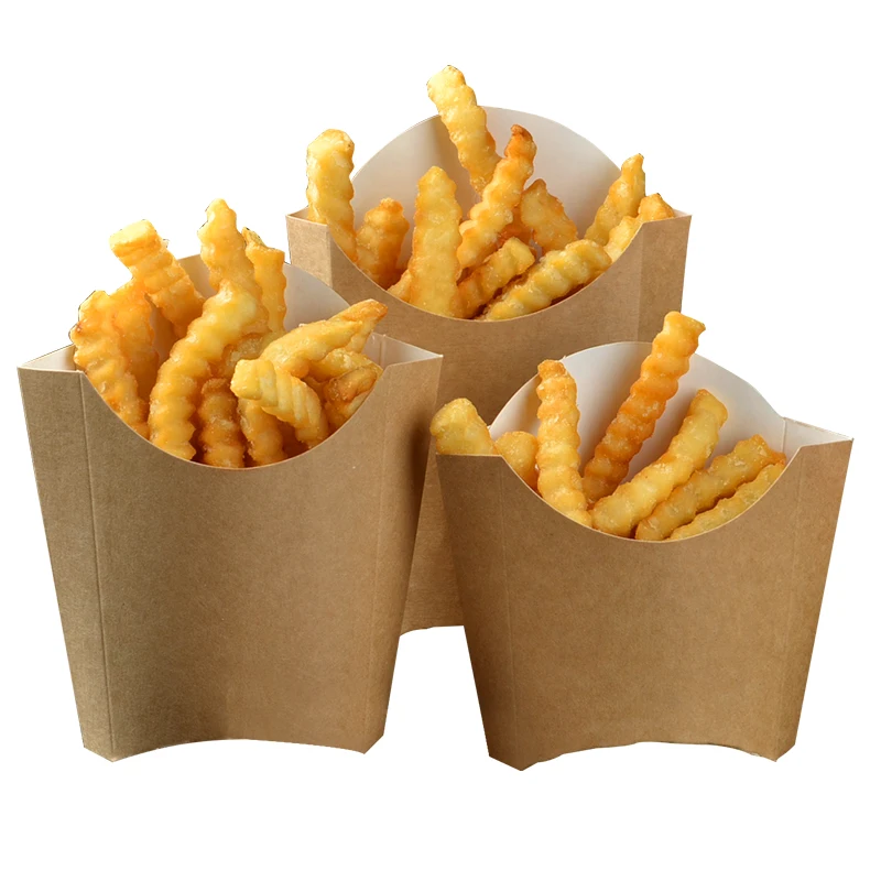 French Fries Box Fast Food Packing Takeaway Kraft Paper Bowl Snack Anti-oil  Cups Take away Fast Food Holders Disposable Tools - AliExpress