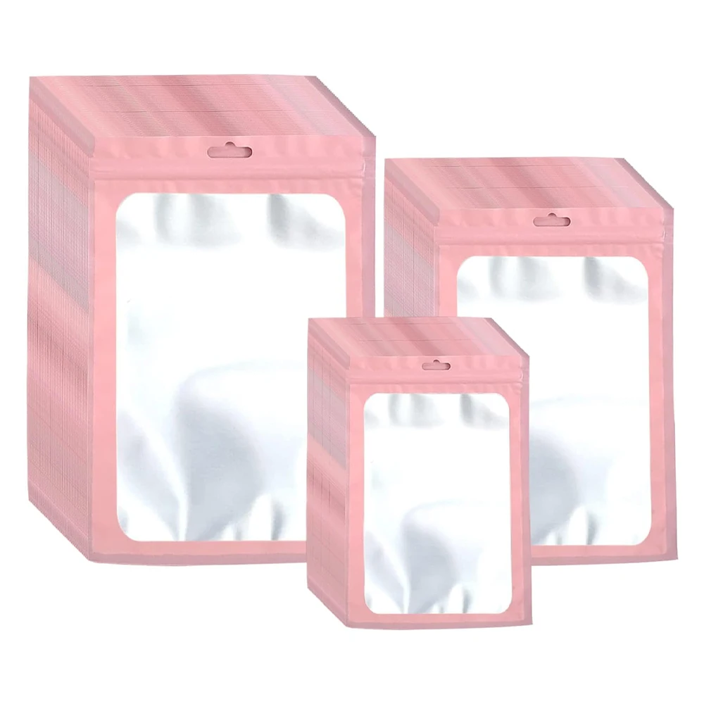 10 Stück rosa Kunststoff matt Mylar Zip Lock Verpackungs tasche für Schmuck Halskette Lagerung Display Beutel Klein unternehmen Großhandel