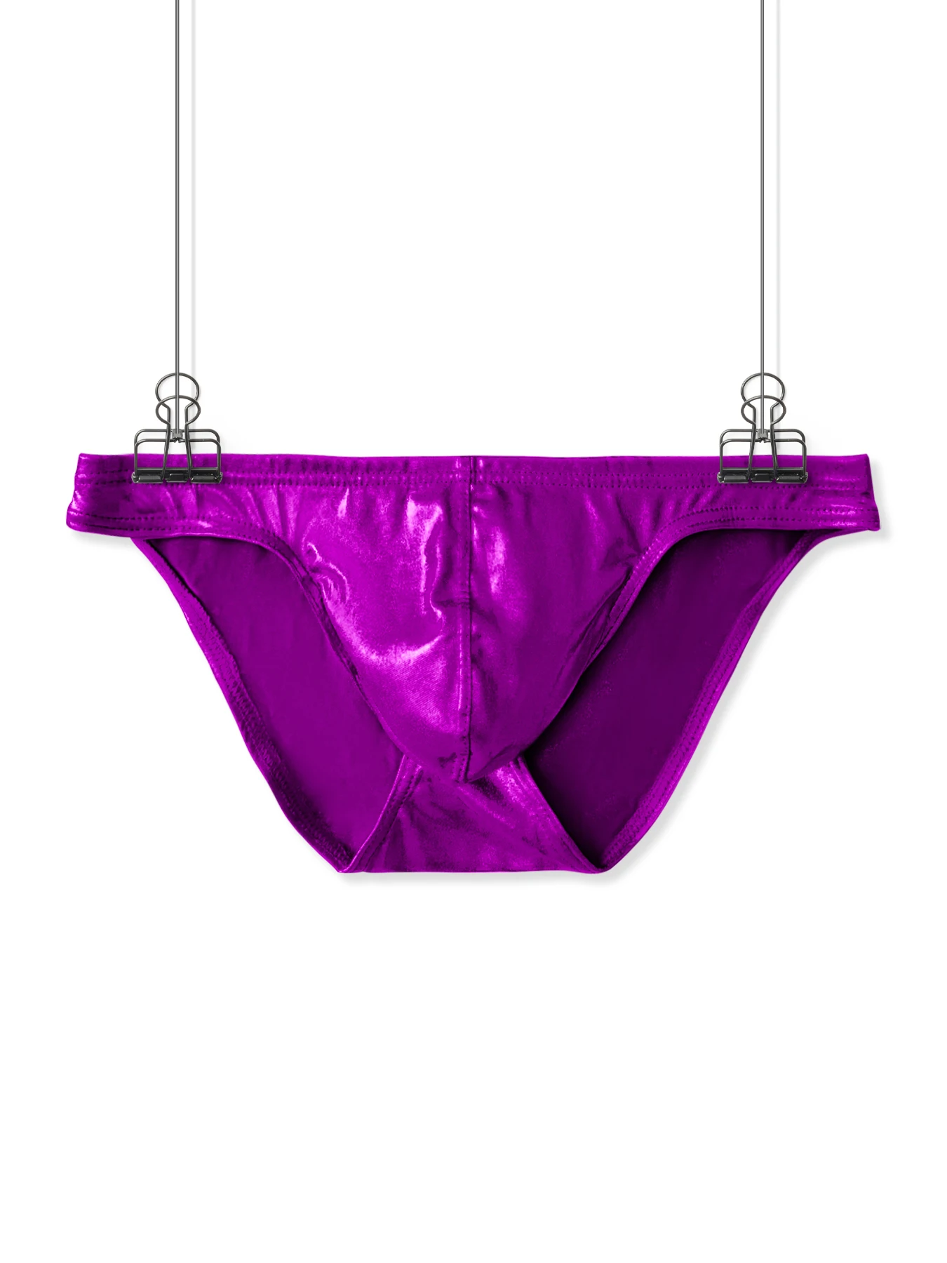 Men's Sexy Faux Leather Low Waist Boxer Briefs with U Convex Pouch