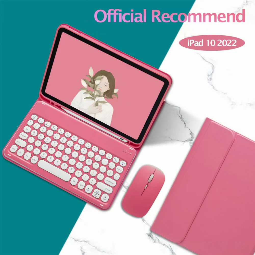 para Ipad 10 Geração Case com Teclado Recarregável Smart Cover para Ipad 10.9 10th Teclado Magnético Russo Espanhol 2023