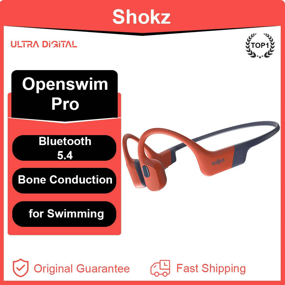 

Original Shokz OpenSwim Pro Bone Conduction Wireless Bluetooth Earphone and MP3 Dual Mode IP68 Waterproof For Swimming and Bath