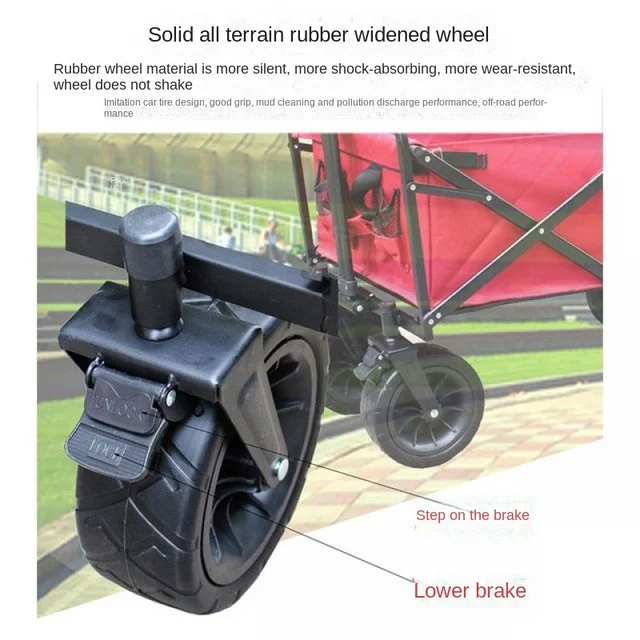 Összecsukható Kültéri Kemping Kocsi Kosár Állítható Kreatív Fogantyú Eltávolítható Lanopy Oxford Ruhák Bevásárló Strand - Image 5