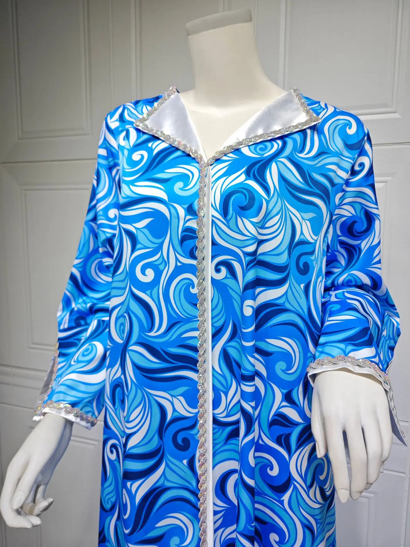 Scae130ed8158478093b367ccb87ba693W Ramadan Khimar Abaya Saudi Arabia Turkey Islam Muslim Blue and white blue hot diamond dress Kebaya Robe Femme Musulmane Mallzona