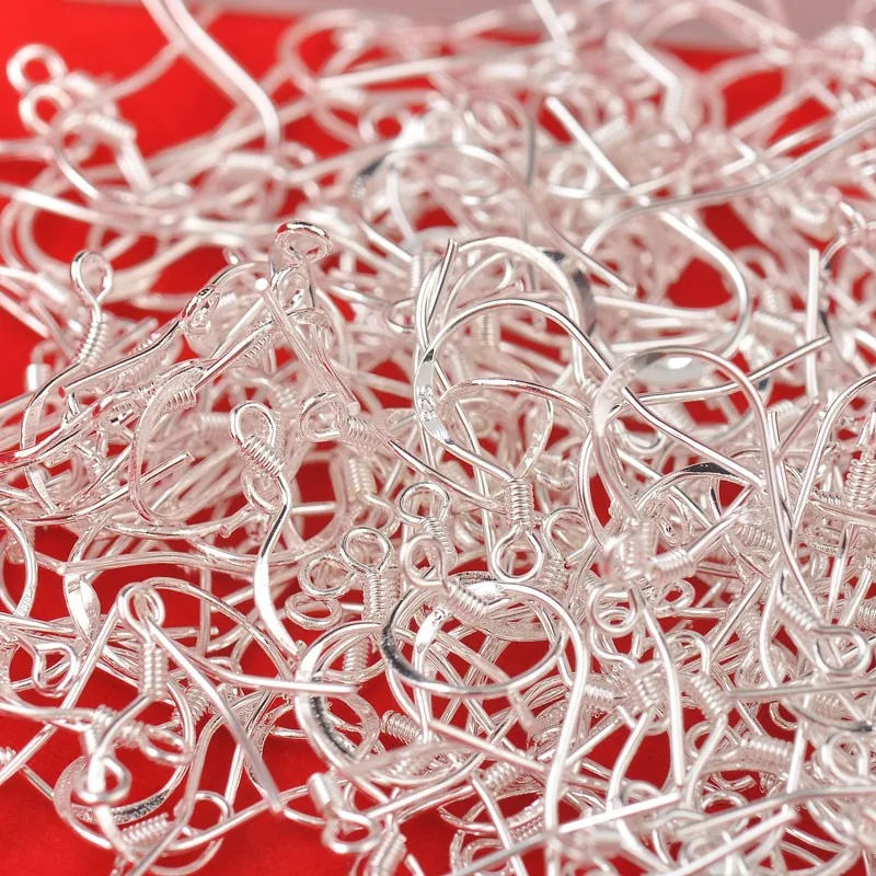 Wholesale  1000X  component 15mm 925 Sterling Silver earring hooks earring wire silver925 Sterling Silver accessory