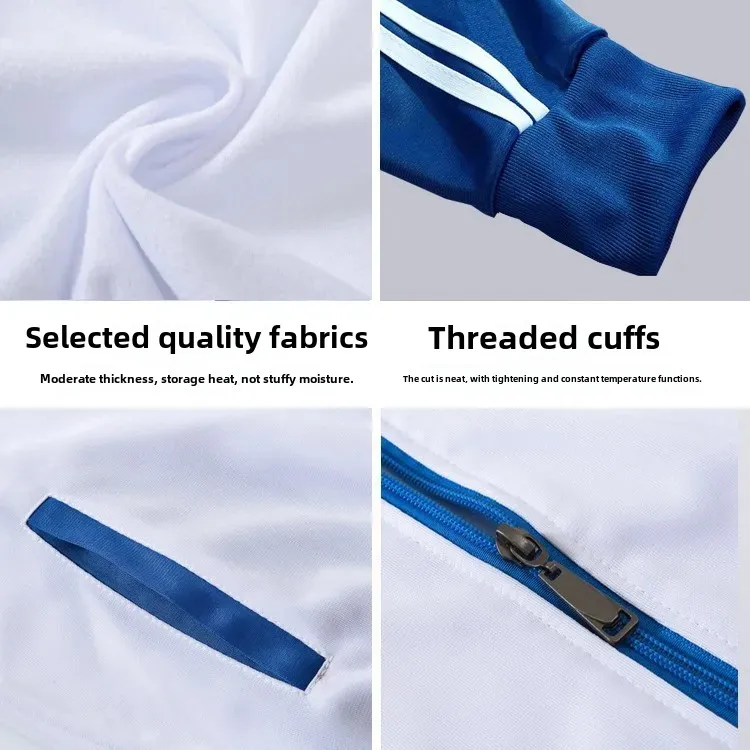 School Uniform Sports Kit Photography Outfit For Middle And High School Students Blue And White Blazer Jeans Sweatshirt - 4