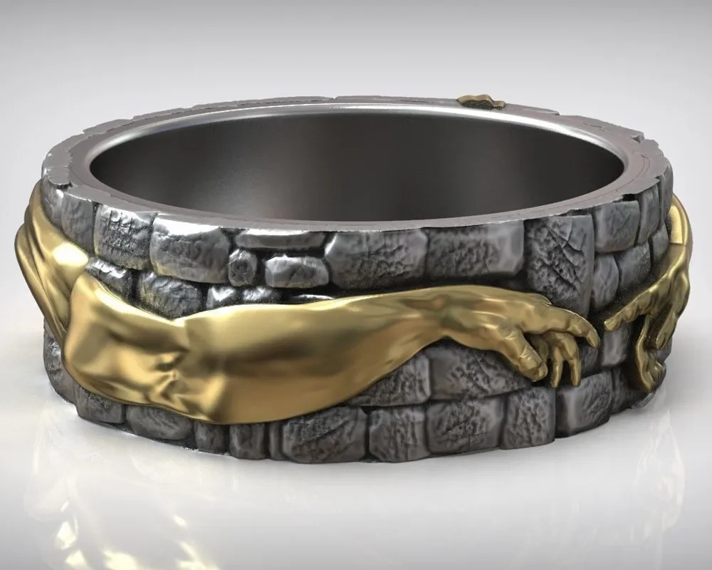 10-13g Hand Of God Ring Creation Of Adam Religious Art Relief Rings  Customized 925 Solid Sterling Silver Many Sizes 6-12