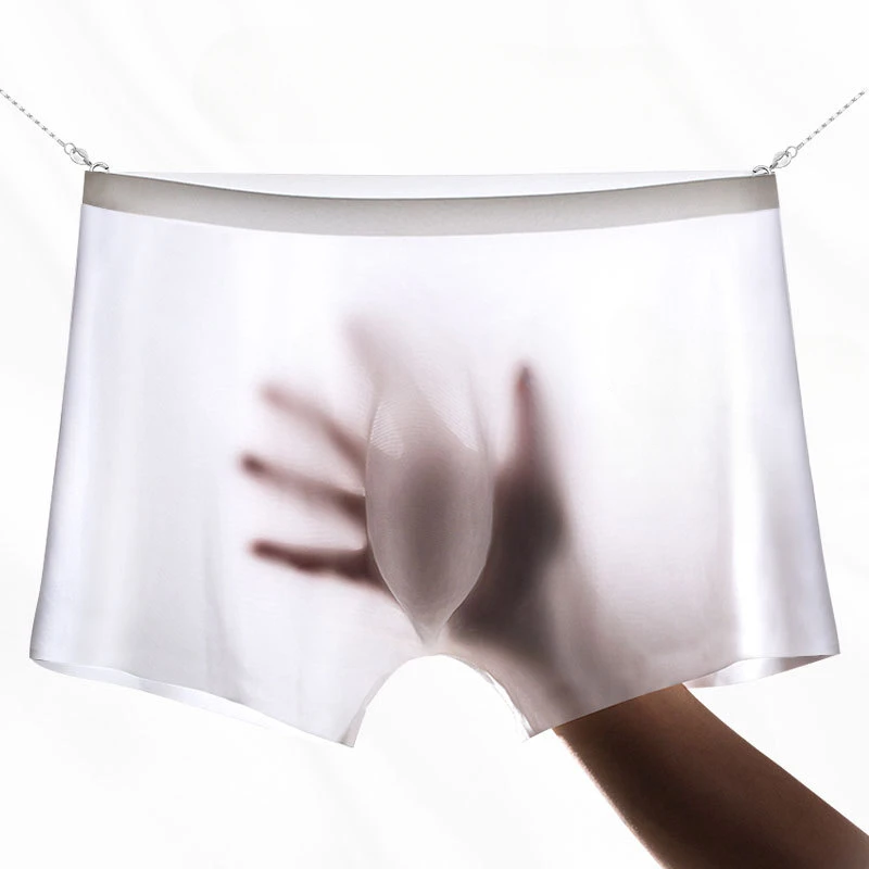 Ultra Thin Ice Silk Underwear Men Sexy Cool Panties Seamless Smooth Underpants Breathable Boxer Trunks Male Breathable Shorts