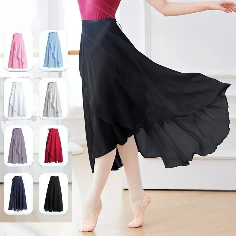 Chiffon Ballet Tutu Dance Skirt Wrap Scarf Ballerina Lyrical Long Ballet Skirt Gymnastics Dress Women