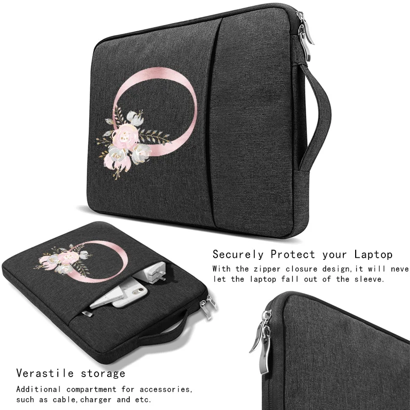 saco de manga portátil para polegada rosa flor impressão maleta capa protetora bolsa para macbook ar pro xiaomi huawei
