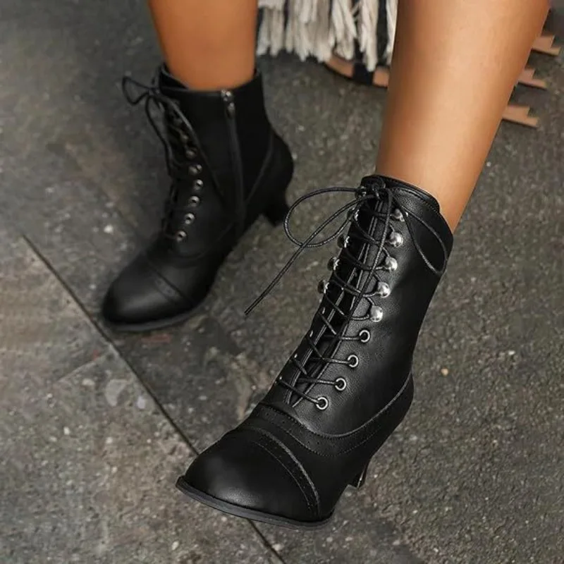 Women Boots PU Leather Bikerboots for Women High Heel Pointed Toe Boots Women New  Boots platform shoes 2025 new