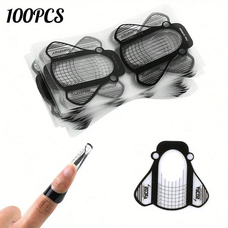 100 조각 사각형 골드 네일 종이 홀더 광선 요법 네일 크리스탈 네일 확장 종이 홀더