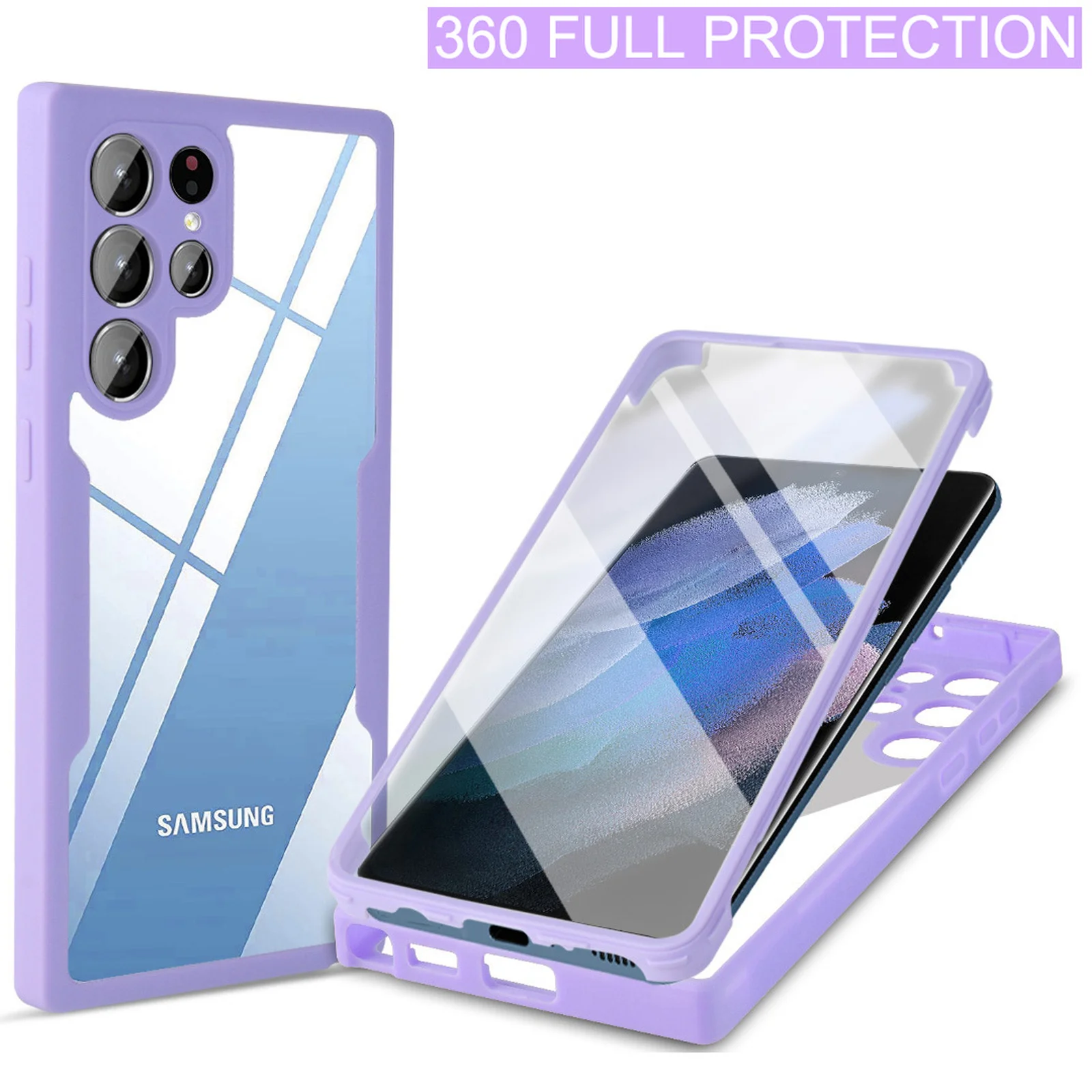 360 All Inclusive Case For Samsung S22 Ultra S21 Plus FE A72 A22 A12 A32 A52 A72 A82 A21S A51 A71 A13 A33 A53 Front+Back Cover kawaii phone case samsung Cases For Samsung