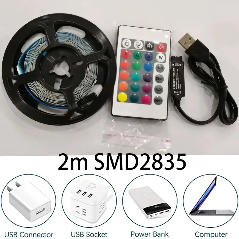  SPE USB LED Light Strip with RF Remote Control - Medium (78 /  2m) - Multi-Color RGB 5050 - Dimmer Controller, 3M Adhesive Tape for Home,  Kitchen, TV Backlight, Computer, Monitor 