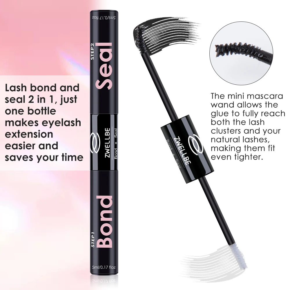 Lash Bond and Seal and Remover Kit Clusters Eyelash Glue Remover Waterproof DIY Eyelash Extensions Glue Strong Hold Fast Remove 3