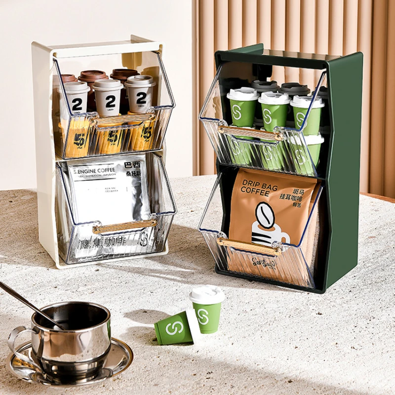 

Light Luxury Tea Bag Storage Box Home Organizer Capsule Coffee Storage Rack Desk Organizers Household Acrylic Shelves Gadgets