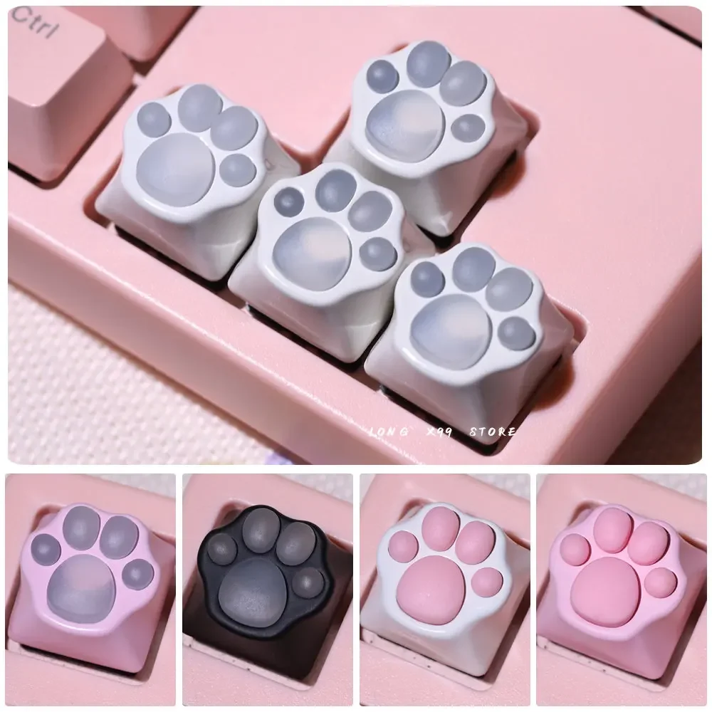 Cute Cartoon Silicone Keyboard Cap Artisan Cat Paws Pad Soft Feel Pink Keycaps para Cherry mx Switches Personality Diy