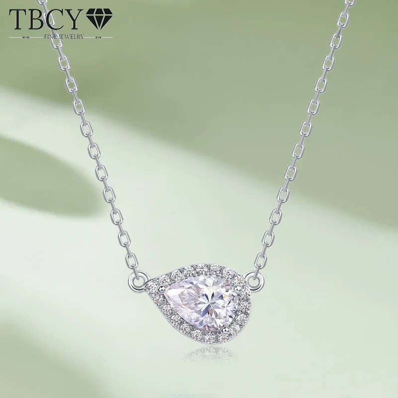 

TBCYD D Color Pear Cut Teardrop Moissanite Diamond Pendant Neckalce For Women 925 Sterling Silver Original New In Neck Chain