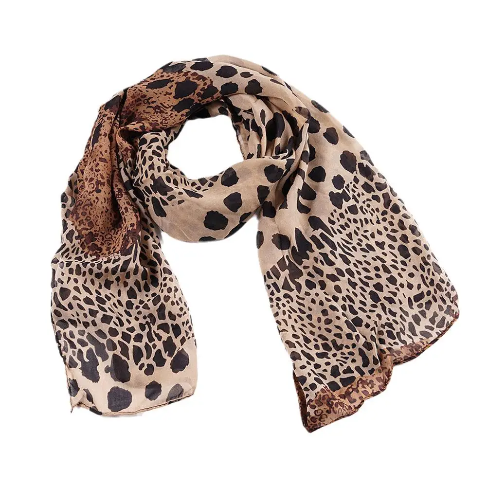 Women Leopard Print Chiffon Scarf scarf accessories knitting scarf Scarves Fashion Women Soft Long Shawls Printed Multifunction Winter Ladies Style Silk Scarf