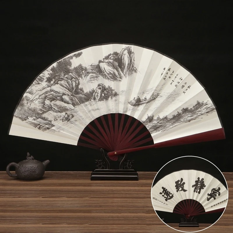 folding fan 1Pcs Retro Folding Silk Fan Chinese Style Decorative Men Pocket Bamboo Handle Hand Held Fan Party Favors Home Decoration Crafts