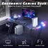 47 Inch Gaming Desk with LED Lights Carbon Fibre Surface Gaming Table Large Computer Desk Ergonomic Home Office Desks Z Shaped 5